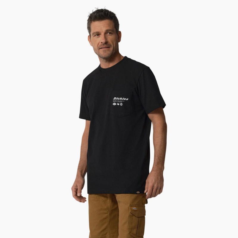 Men's Dickies United By Work Graphic Pocket T-Shirt Black | 963714TBW