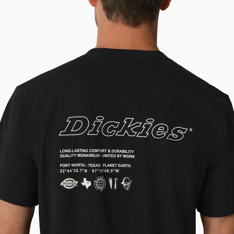 Men's Dickies United By Work Graphic Pocket T-Shirt Black | 963714TBW