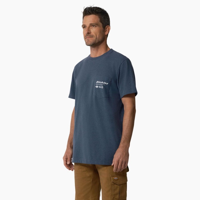 Men's Dickies United By Work Graphic Pocket T-Shirt Blue | 306129FLW