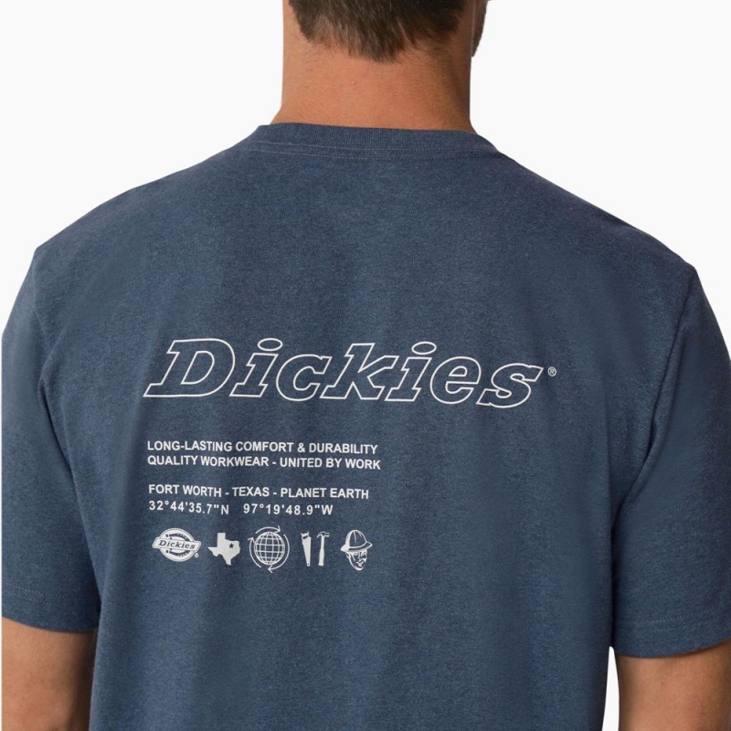 Men's Dickies United By Work Graphic Pocket T-Shirt Blue | 306129FLW