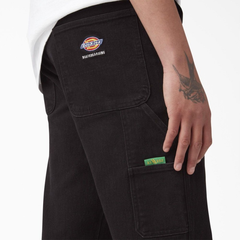 Men's Dickies Vincent Alvarez Relaxed Fit Carpenter Jeans Black | 150867HSP