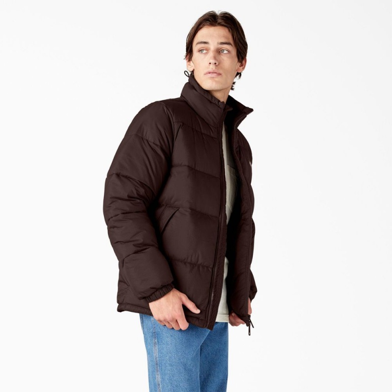 Men's Dickies Waldenburg Puffer Jacket Brown | 821703EJC