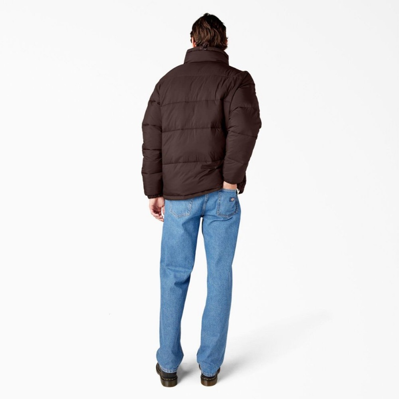 Men's Dickies Waldenburg Puffer Jacket Brown | 821703EJC