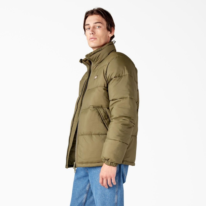 Men's Dickies Waldenburg Puffer Jacket Green | 759146EQM