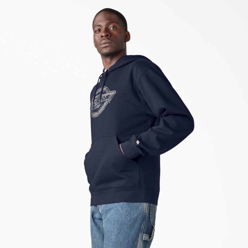 Men's Dickies Water Repellent Camo Logo Hoodie Navy | 653708JIS