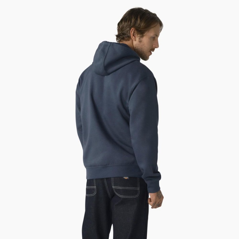 Men's Dickies Water Repellent Logo Hoodie Blue | 734056RXZ