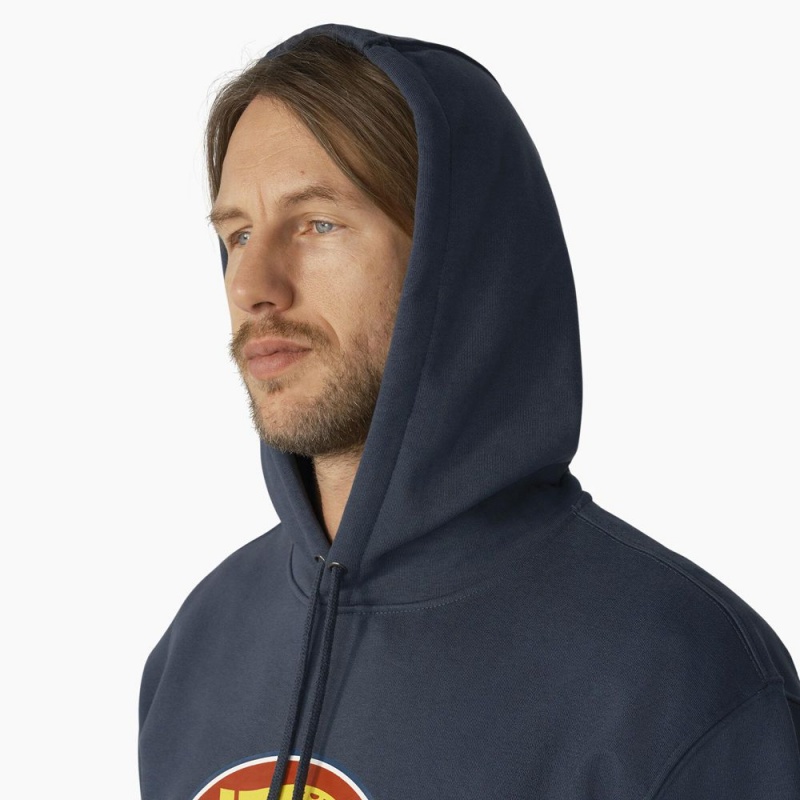 Men's Dickies Water Repellent Logo Hoodie Blue | 734056RXZ