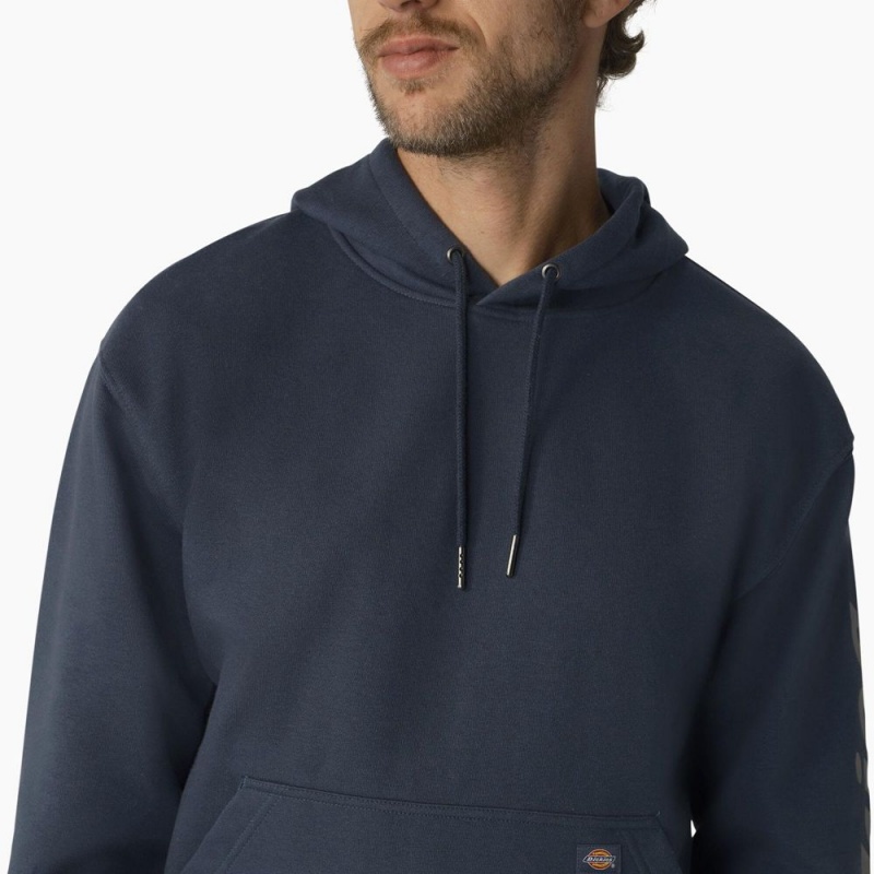 Men's Dickies Water Repellent Sleeve Logo Hoodie Blue | 971403RFC