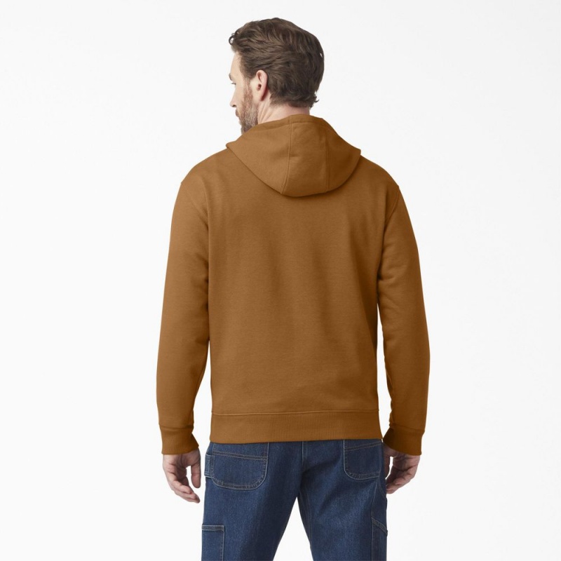 Men's Dickies Water Repellent Sleeve Logo Hoodie Brown | 321580VXK