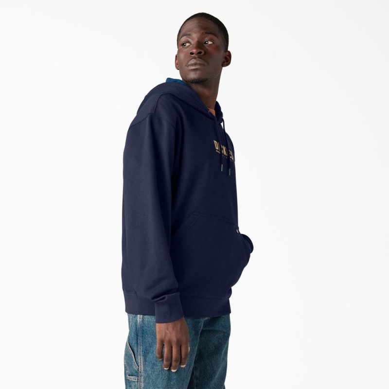 Men's Dickies Water Repellent Workwear Graphic Hoodie Navy | 473698HJS