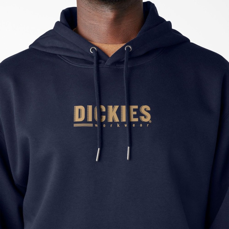 Men's Dickies Water Repellent Workwear Graphic Hoodie Navy | 473698HJS