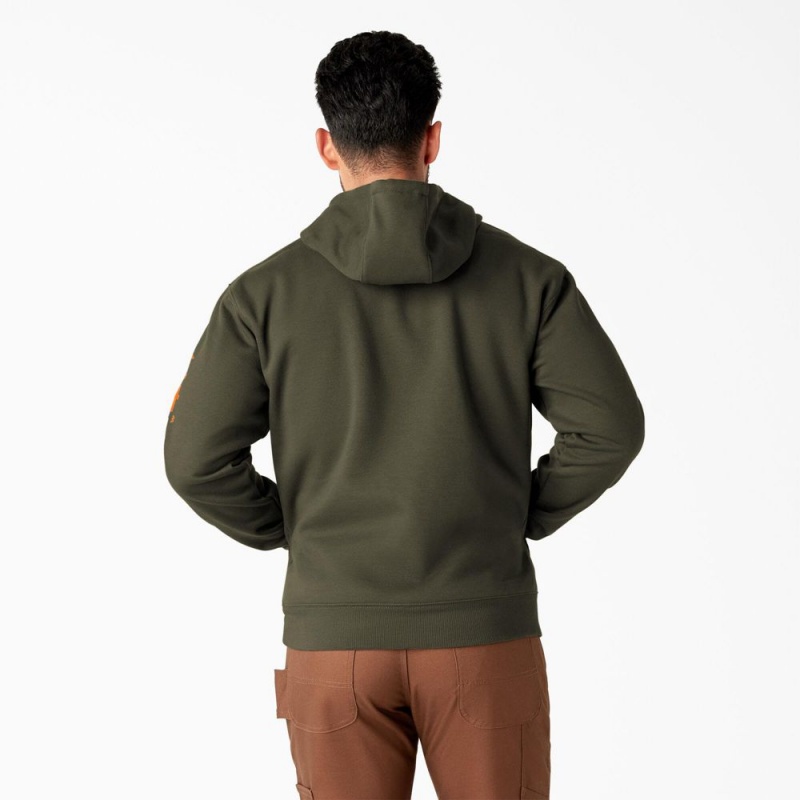 Men's Dickies Water Repellent Workwear Graphic Hoodie Green | 926845QBV