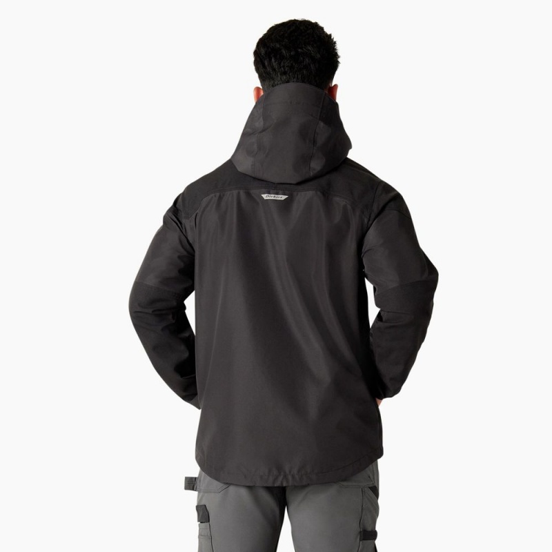 Men's Dickies Waterproof Shell Jacket Black | 562847DNJ