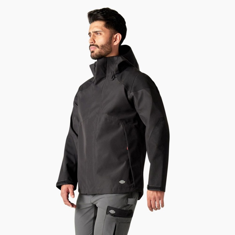 Men's Dickies Waterproof Shell Jacket Black | 562847DNJ