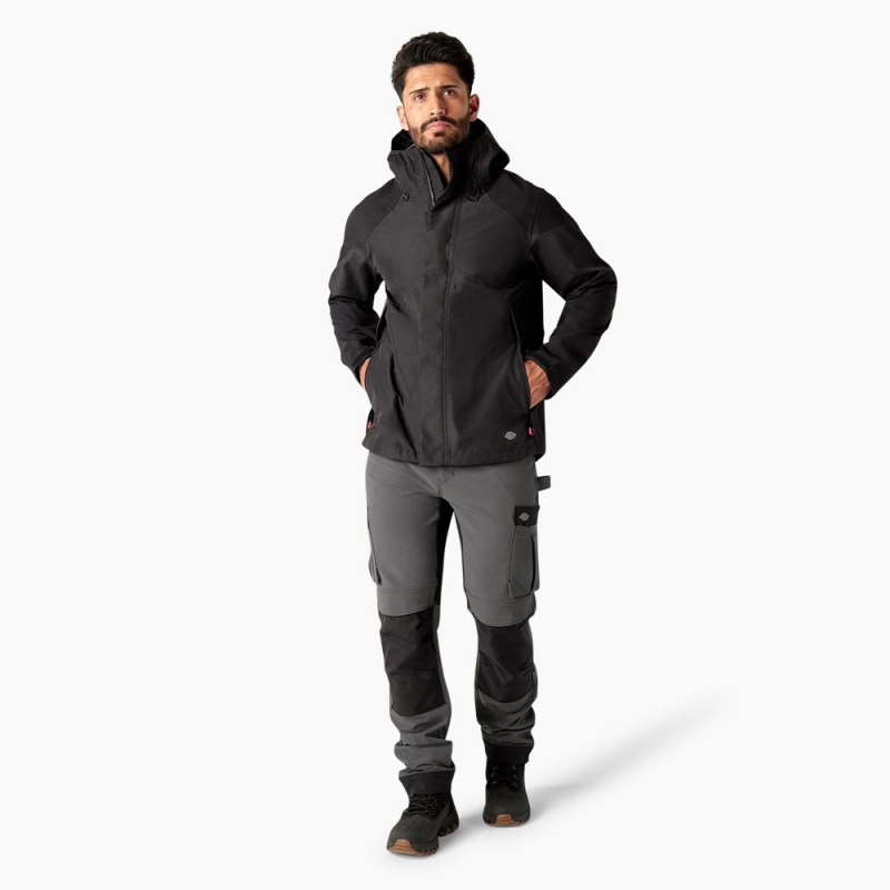 Men's Dickies Waterproof Shell Jacket Black | 562847DNJ