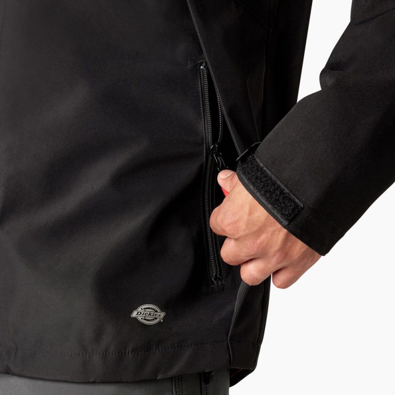 Men's Dickies Waterproof Shell Jacket Black | 562847DNJ