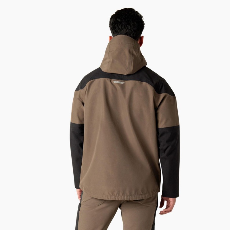 Men's Dickies Waterproof Shell Jacket Brown | 039562DGU