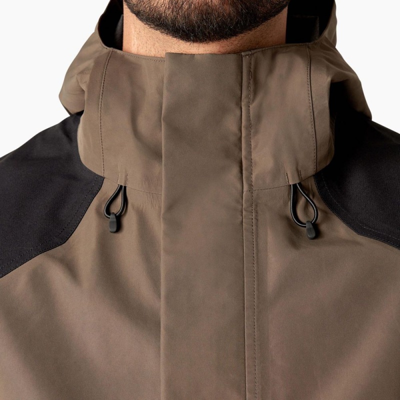 Men's Dickies Waterproof Shell Jacket Brown | 039562DGU