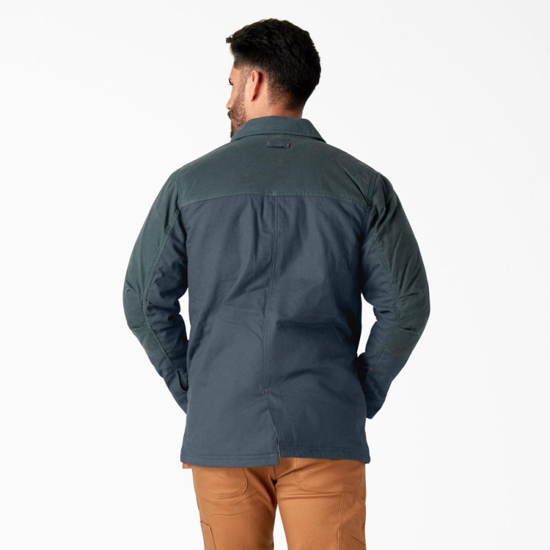 Men's Dickies Waxed Canvas Chore Jacket Blue | 435289JVC