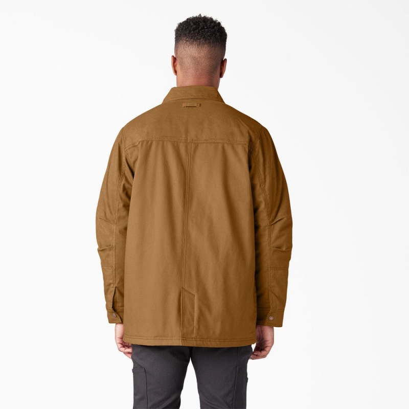 Men's Dickies Waxed Canvas Chore Jacket Brown | 234817YTH