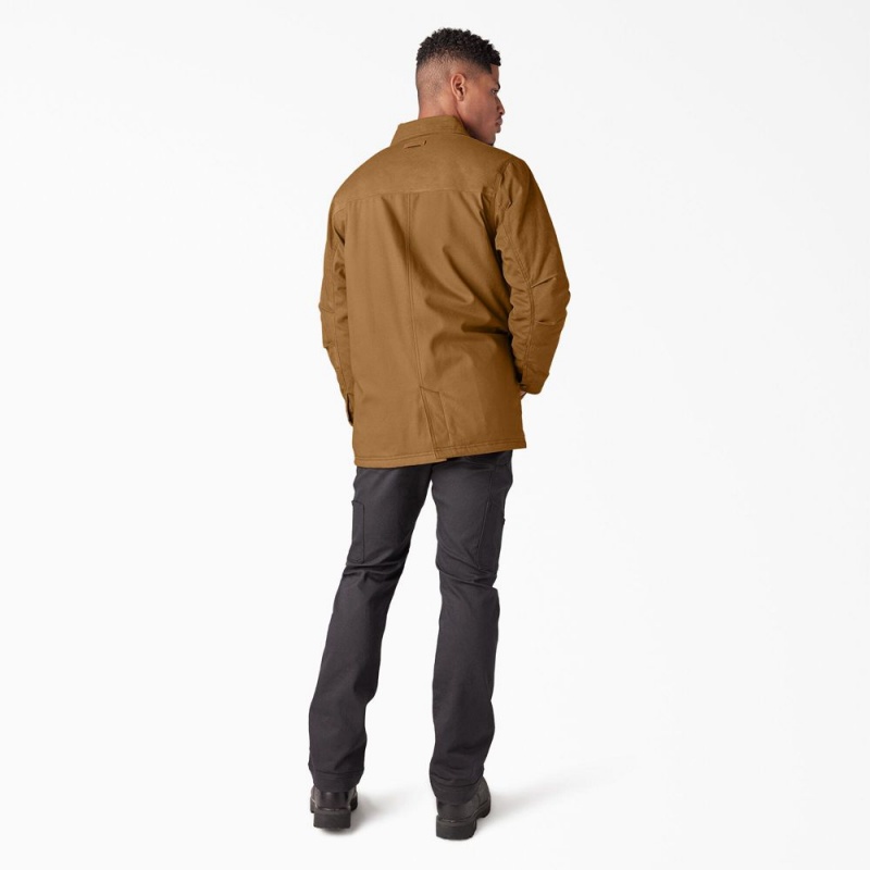 Men's Dickies Waxed Canvas Chore Jacket Brown | 234817YTH