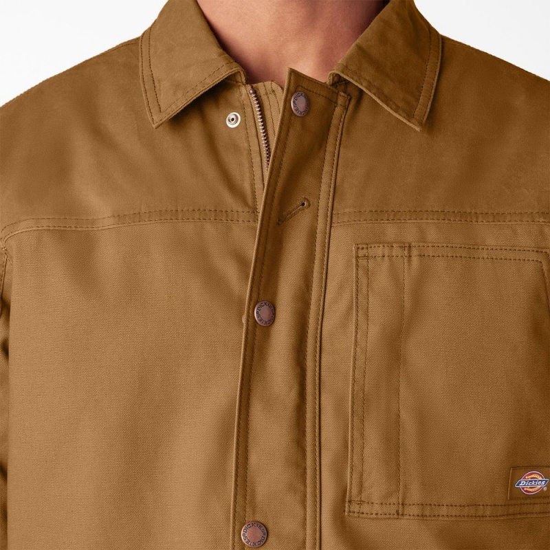 Men's Dickies Waxed Canvas Chore Jacket Brown | 234817YTH