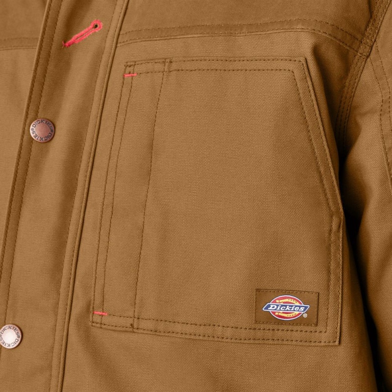 Men's Dickies Waxed Canvas Chore Jacket Brown | 234817YTH