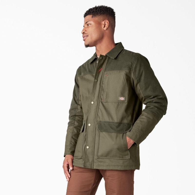 Men's Dickies Waxed Canvas Chore Jacket Green | 295863IHM