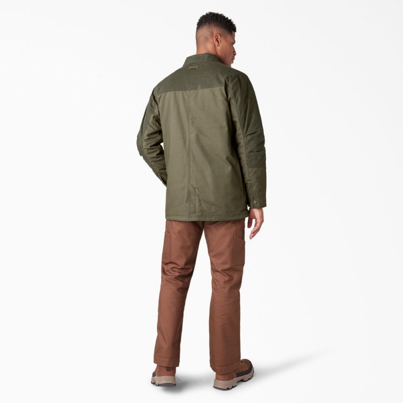 Men's Dickies Waxed Canvas Chore Jacket Green | 295863IHM