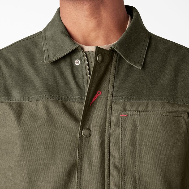 Men's Dickies Waxed Canvas Chore Jacket Green | 295863IHM