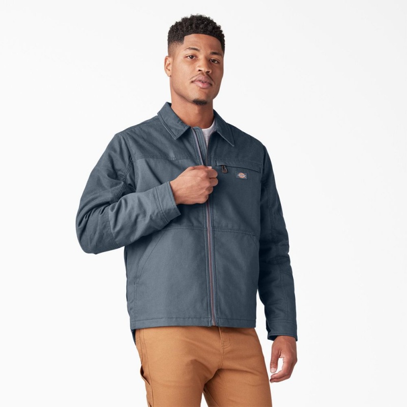 Men's Dickies Waxed Canvas Service Jacket Blue | 193286DTC