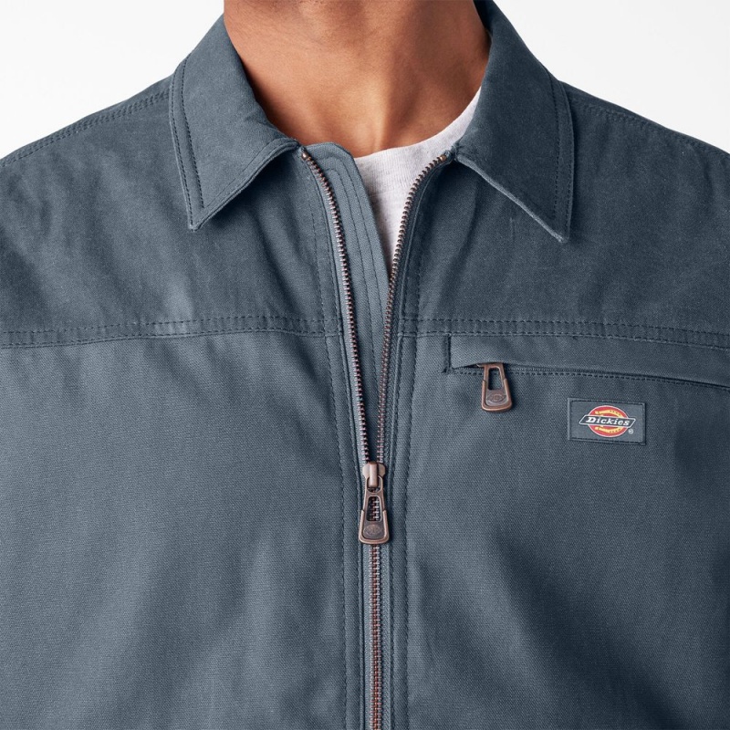 Men's Dickies Waxed Canvas Service Jacket Blue | 193286DTC