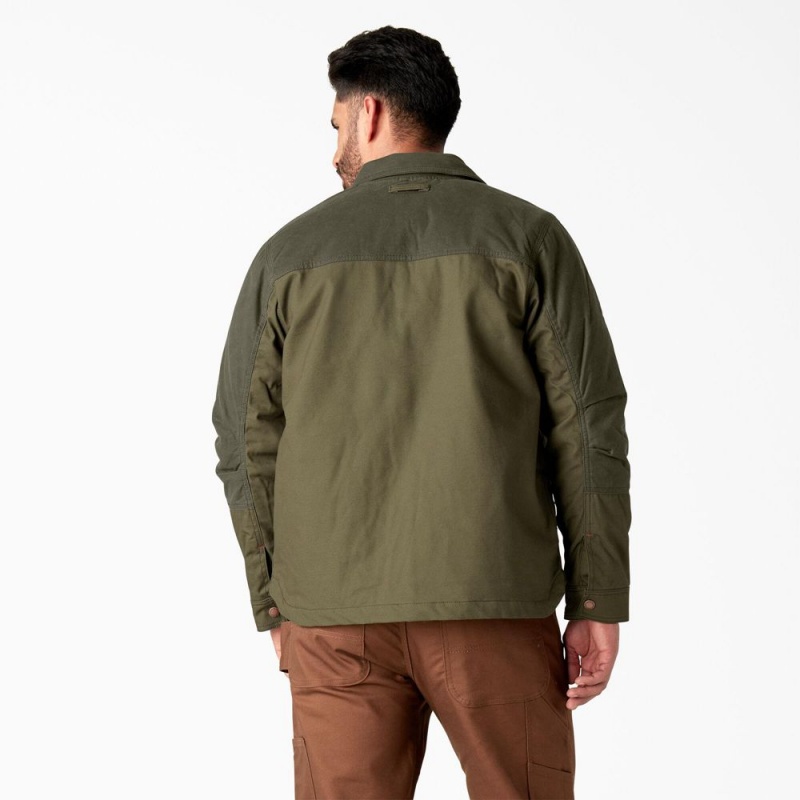 Men's Dickies Waxed Canvas Service Jacket Green | 015743FGY