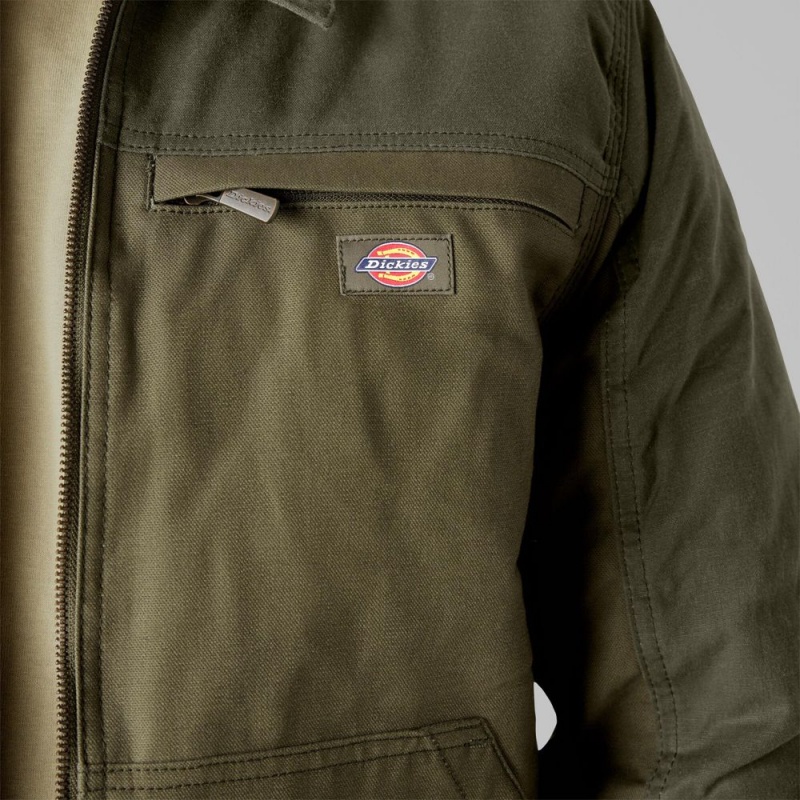 Men's Dickies Waxed Canvas Service Jacket Green | 015743FGY