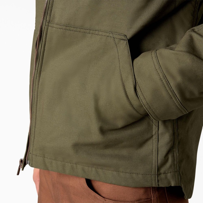 Men's Dickies Waxed Canvas Service Jacket Green | 015743FGY