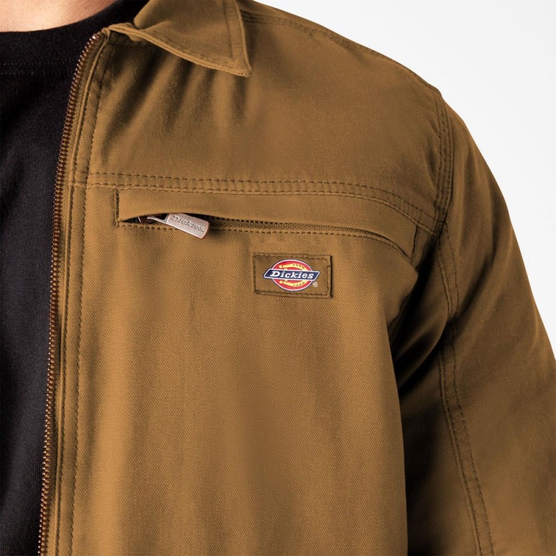 Men's Dickies Waxed Canvas Service Jacket Brown | 604291SGX