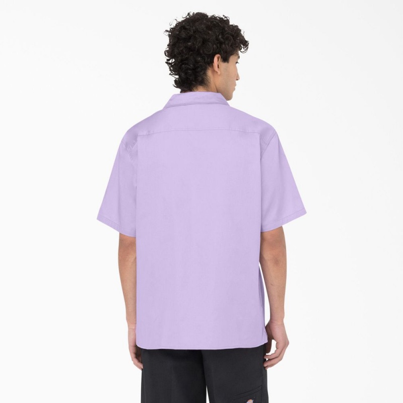 Men's Dickies Westover Short Sleeve Shirt Purple | 135692TBS