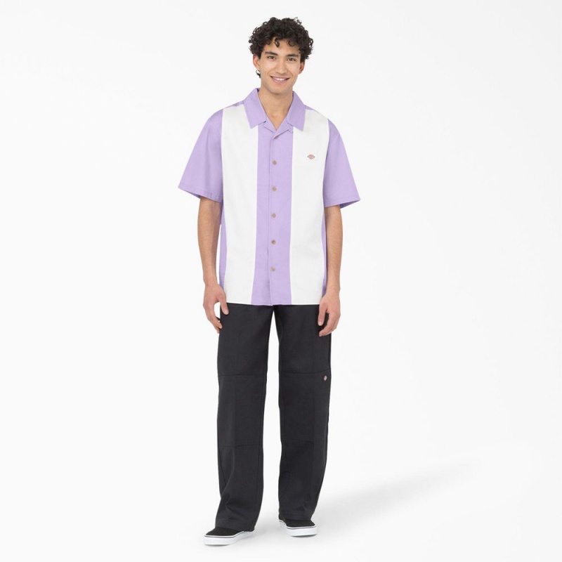 Men's Dickies Westover Short Sleeve Shirt Purple | 135692TBS