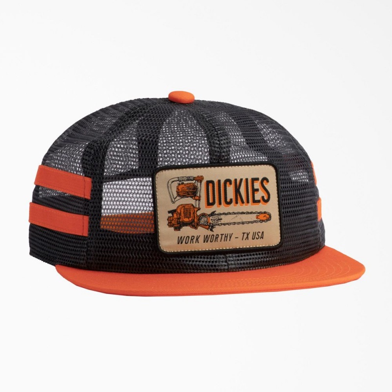 Men\'s Dickies Work Worthy Mesh Trucker Hat Orange | 520467NWC