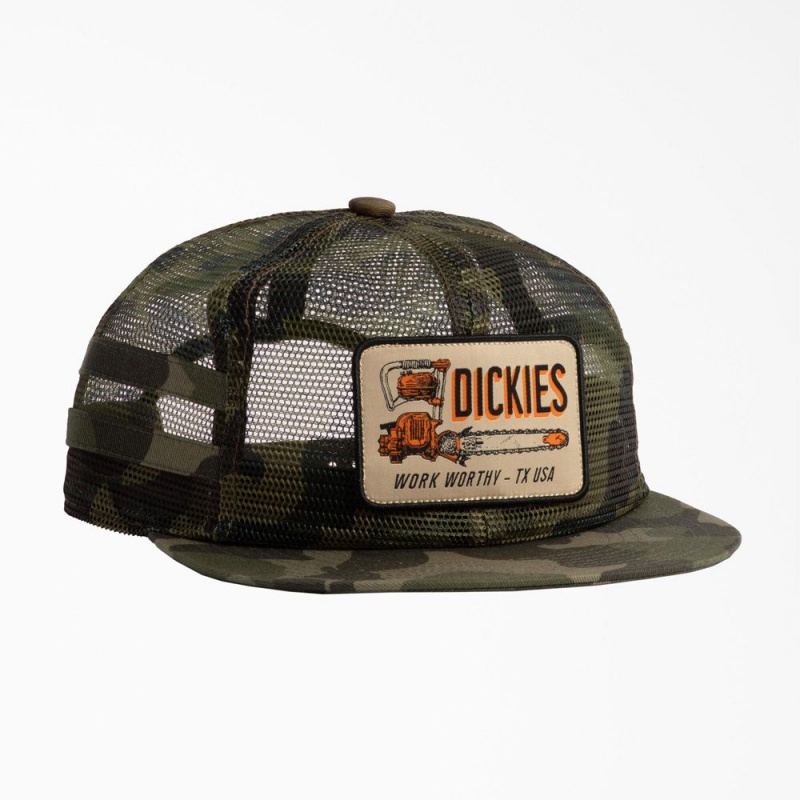 Men\'s Dickies Work Worthy Mesh Trucker Hat Olive | 321408IYV