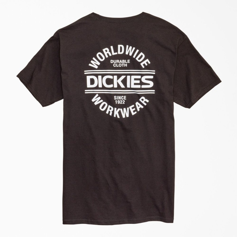 Men\'s Dickies Worldwide Workwear Graphic T-Shirt Black | 590137TUX