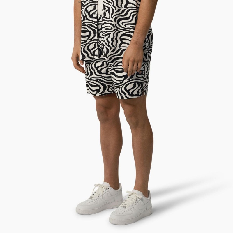 Men's Dickies Zebra Print Modern Fit Drawstring Shorts Black | 045391KPC