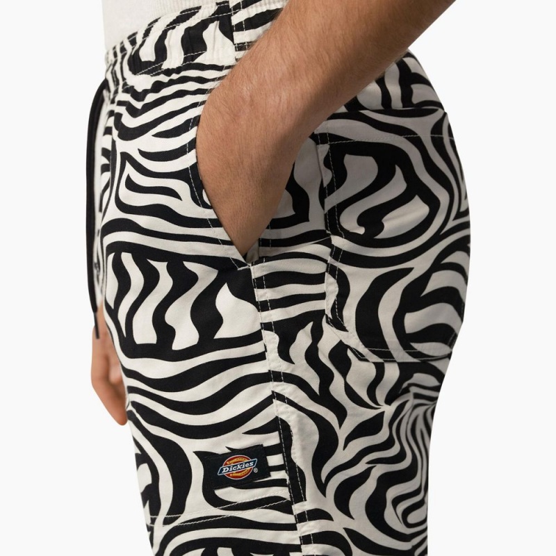 Men's Dickies Zebra Print Modern Fit Drawstring Shorts Black | 045391KPC