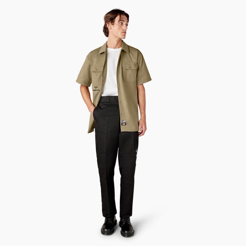 Men's Dickies x Lurking Class Good Times Work Shirts Khaki | 275146YCS