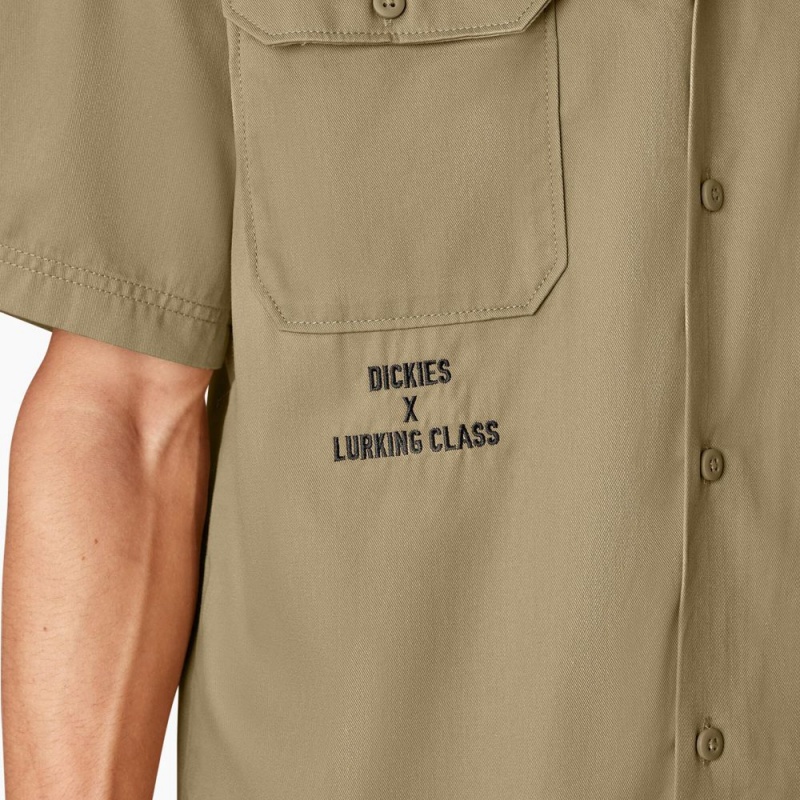 Men's Dickies x Lurking Class Good Times Work Shirts Khaki | 275146YCS