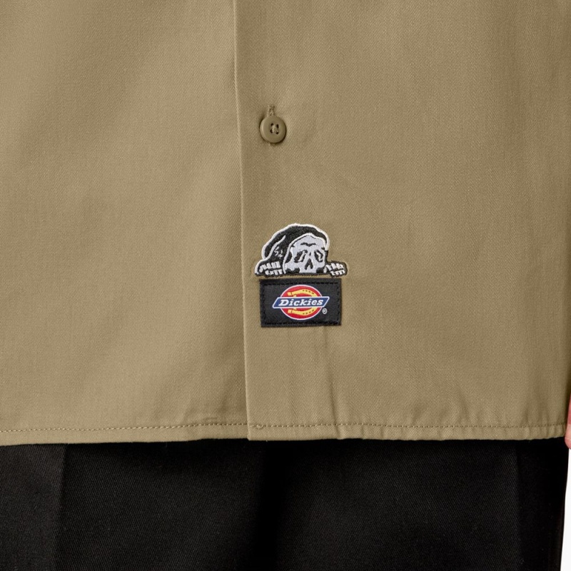 Men's Dickies x Lurking Class Good Times Work Shirts Khaki | 275146YCS