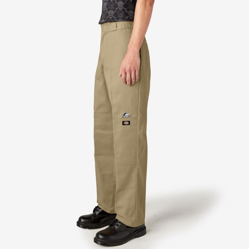 Men's Dickies x Lurking Class Regular Fit Double Knee Pants Khaki | 813406FMZ