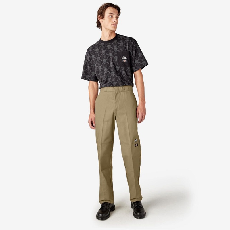 Men's Dickies x Lurking Class Regular Fit Double Knee Pants Khaki | 813406FMZ