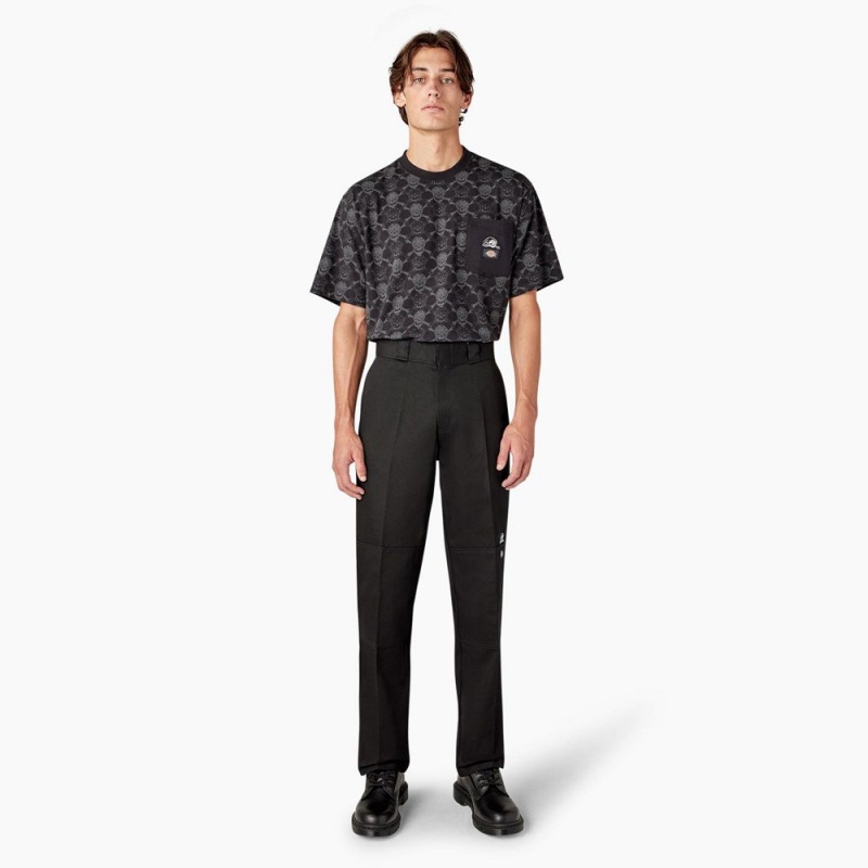 Men's Dickies x Lurking Class Regular Fit Double Knee Pants Black | 495316ZMS