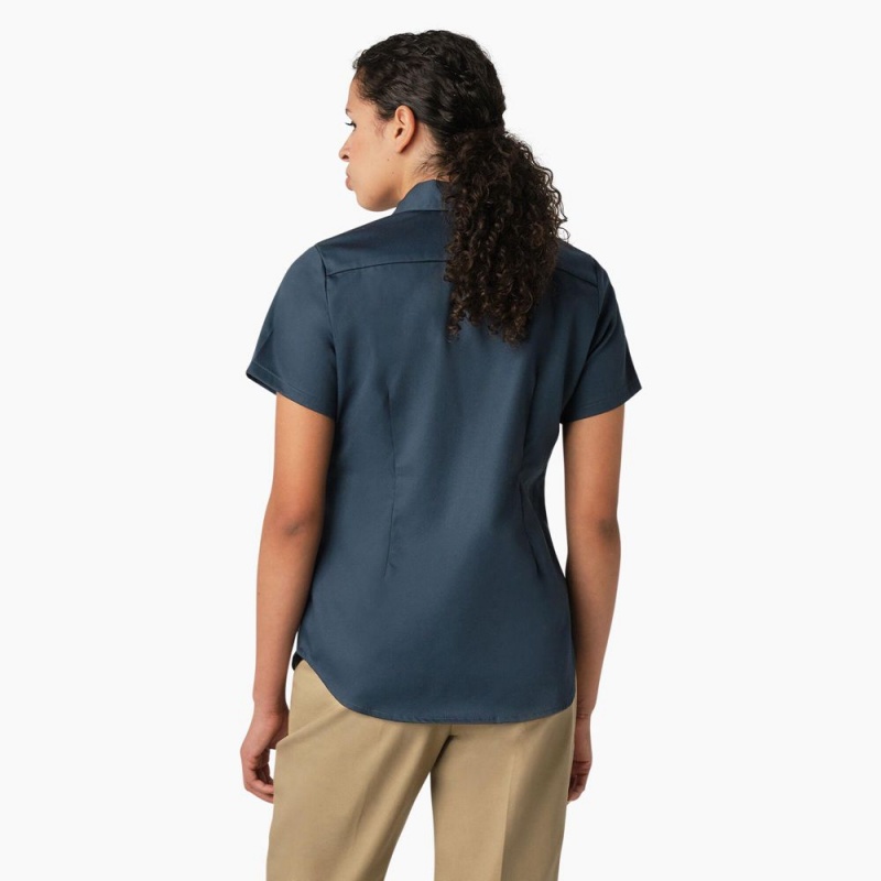 Women's Dickies 574 Original Work Shirts Blue | 159470OMH